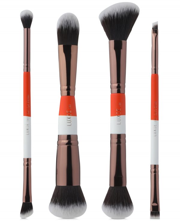 Luxie 4-Pc. Dual-Ended Travel Brush Set - Orange And White